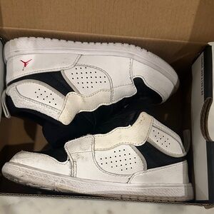 Jordan Kids White and Black Sneakers with Red Accent